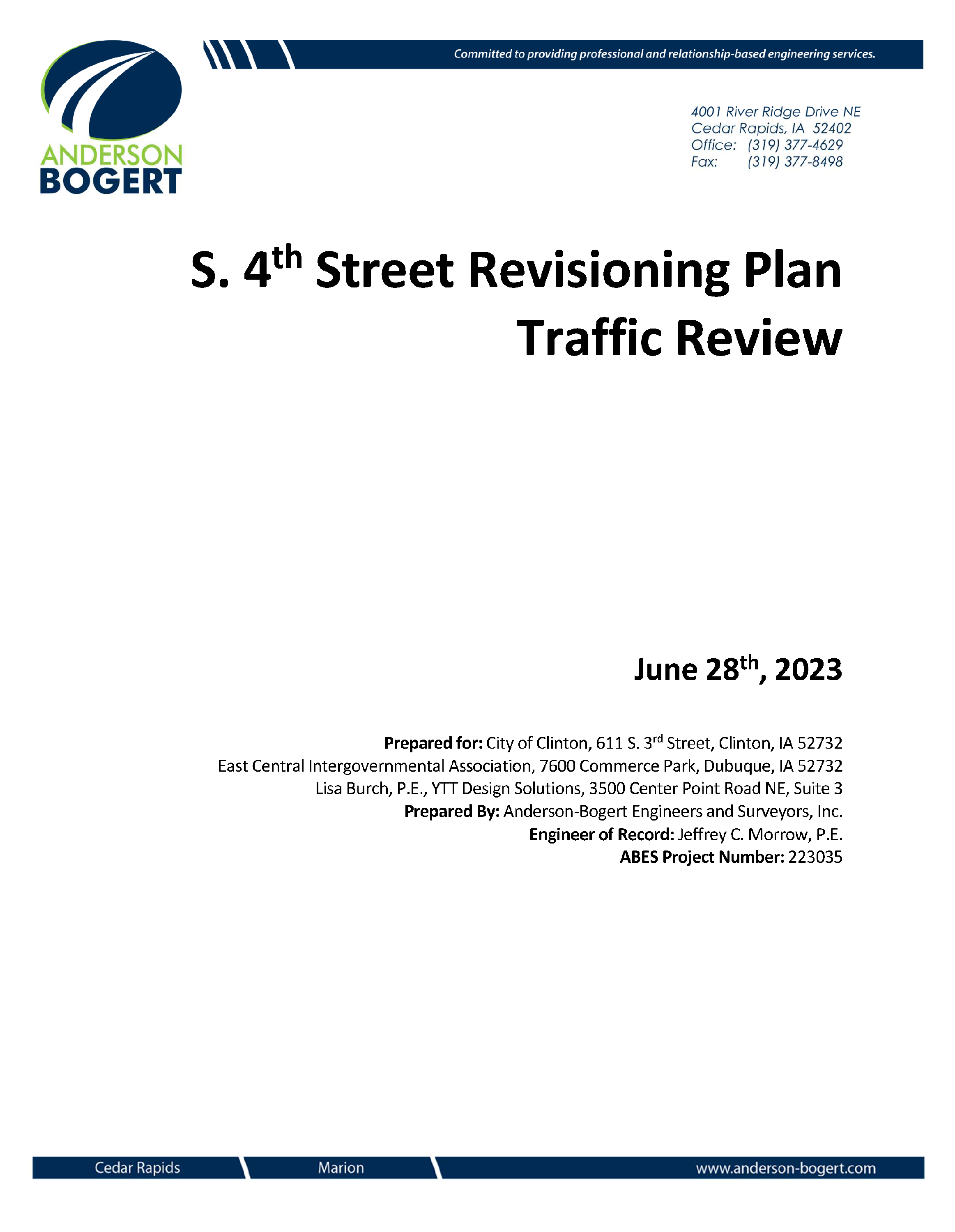 S 4th St Traffic Review Cover Page